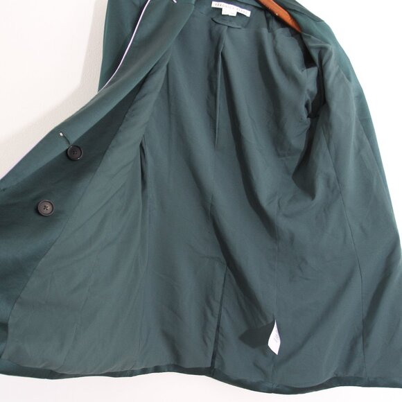 Veronica Beard Eiza Satin Double-Breasted Blazer Emerald Green Piping Size 6 - Picture 13 of 15